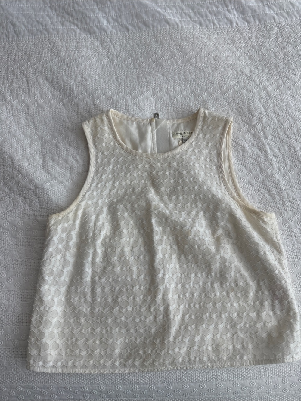 rag & bone Ivory Textured Sleeveless Top